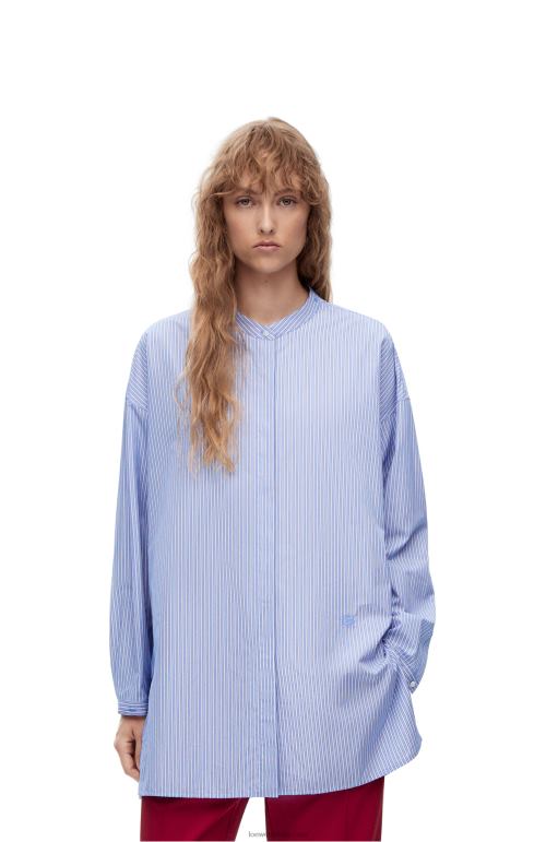 Loewe çizgili pamuklu gömlek 02600916 kadınlar Mavi beyaz