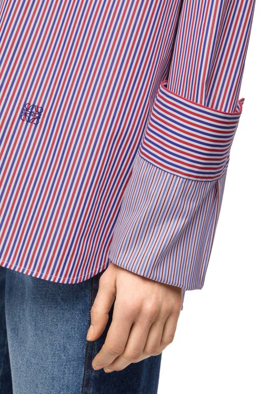 Loewe çizgili pamuklu kıvrık gömlek 02600856 kadınlar Mavi kırmızı