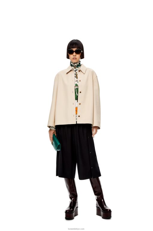 Loewe napa tunik gömlek 02600938 kadınlar ekru