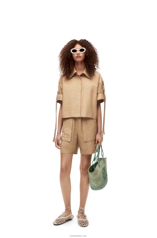 Loewe pamuklu iş kıyafeti gömleği 02600864 kadınlar taos taupe