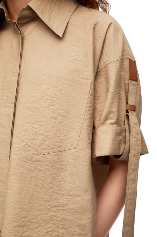 Loewe pamuklu iş kıyafeti gömleği 02600864 kadınlar taos taupe