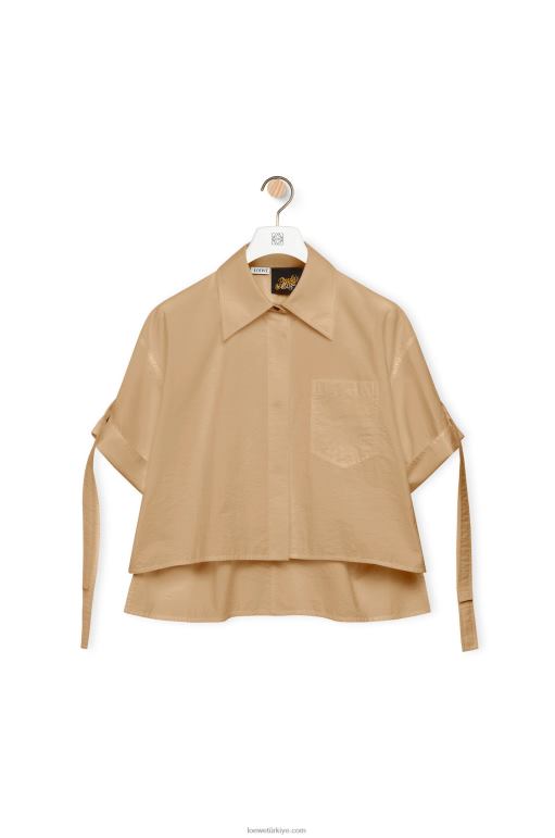 Loewe pamuklu iş kıyafeti gömleği 02600864 kadınlar taos taupe