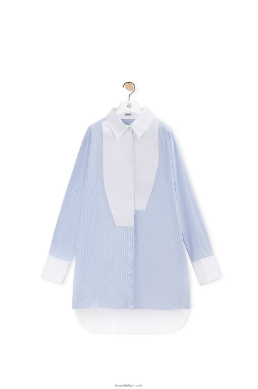 Loewe pamuklu çizgili plastron gömlek 02600936 kadınlar Beyaz mavi
