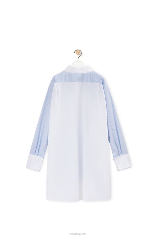 Loewe pamuklu çizgili plastron gömlek 02600936 kadınlar Beyaz mavi