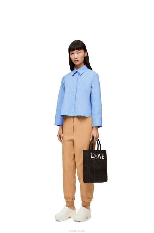 Loewe pamuklu poplin anagram trapez gömlek 02600898 kadınlar bebek mavisi
