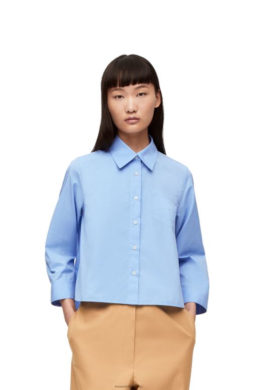 Loewe pamuklu poplin anagram trapez gömlek 02600898 kadınlar bebek mavisi
