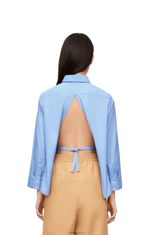 Loewe pamuklu poplin anagram trapez gömlek 02600898 kadınlar bebek mavisi