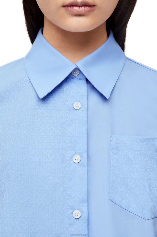 Loewe pamuklu poplin anagram trapez gömlek 02600898 kadınlar bebek mavisi