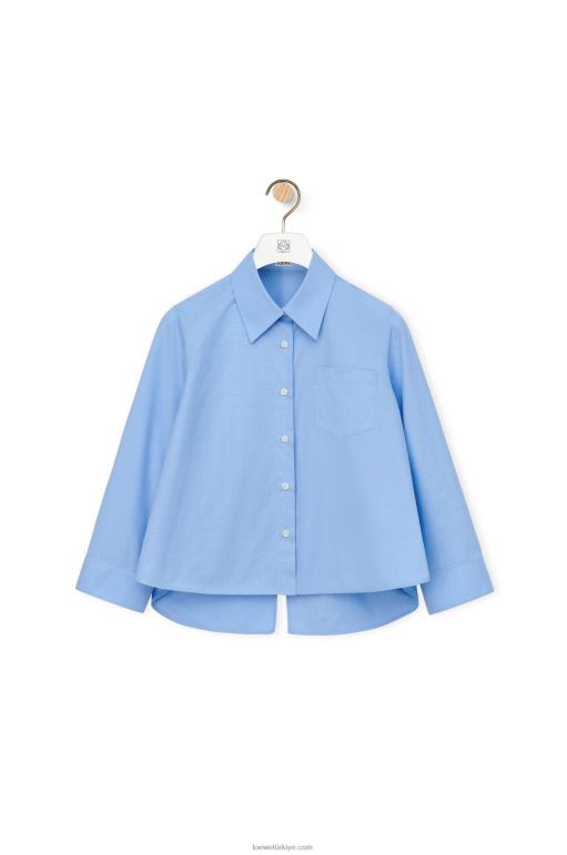 Loewe pamuklu poplin anagram trapez gömlek 02600898 kadınlar bebek mavisi