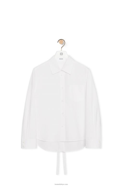 Loewe pamuklu poplin trapez gömlek 02600900 kadınlar beyaz