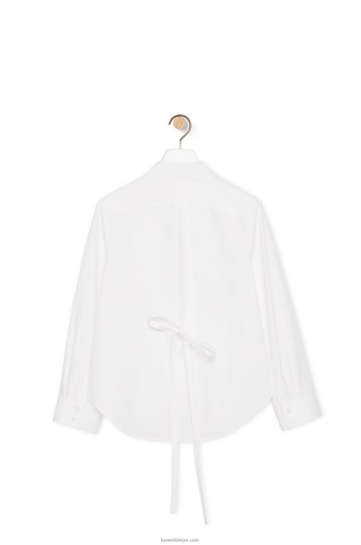 Loewe pamuklu poplin trapez gömlek 02600900 kadınlar beyaz