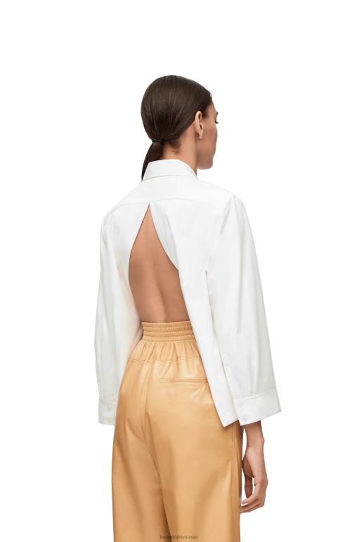 Loewe pamuklu poplinden dolgulu trapez gömlek 02600893 kadınlar beyaz