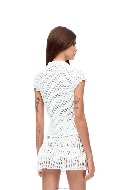 Loewe pamuklu tığ işi polo top 02600874 kadınlar beyaz