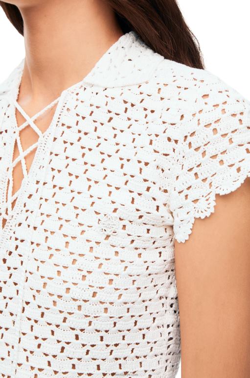 Loewe pamuklu tığ işi polo top 02600874 kadınlar beyaz