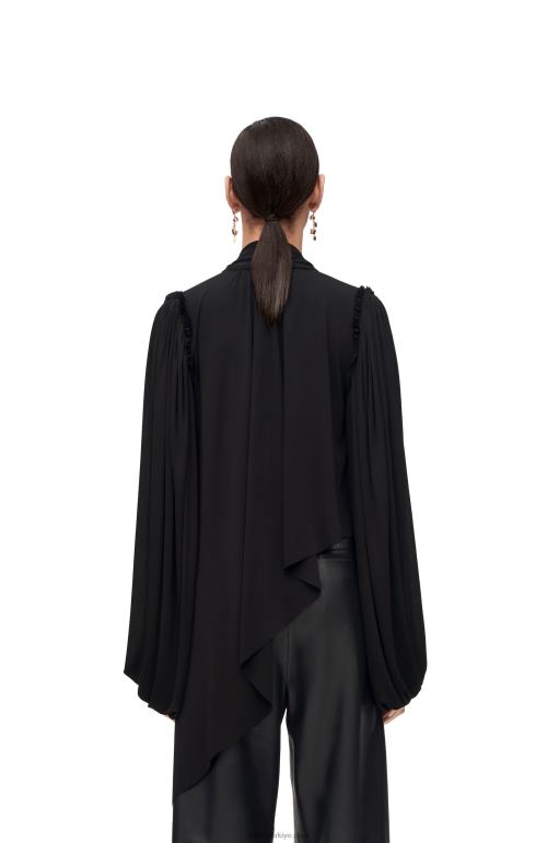 Loewe viskoz krep jarseden asimetrik top 02600881 kadınlar siyah
