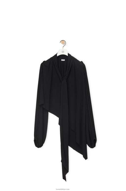 Loewe viskoz krep jarseden asimetrik top 02600881 kadınlar siyah