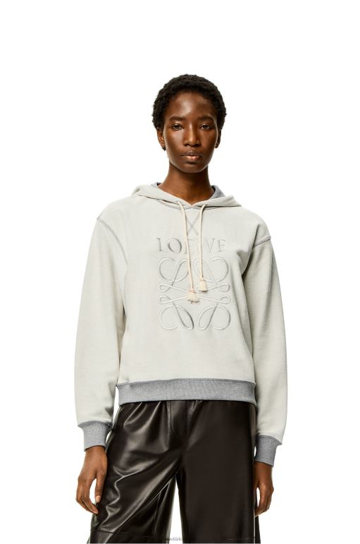 Loewe anagram pamuklu normal kesim kapşonlu 02600824 kadınlar Gri karışım