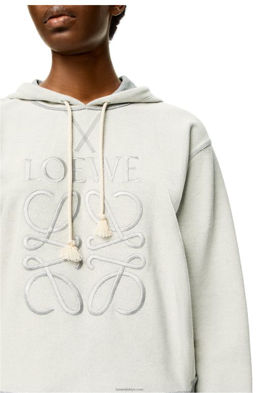 Loewe anagram pamuklu normal kesim kapşonlu 02600824 kadınlar Gri karışım