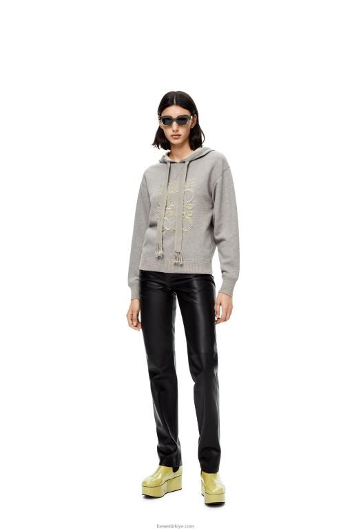 Loewe anagram pamuklu normal kesim kapşonlu 02600826 kadınlar Gri karışım