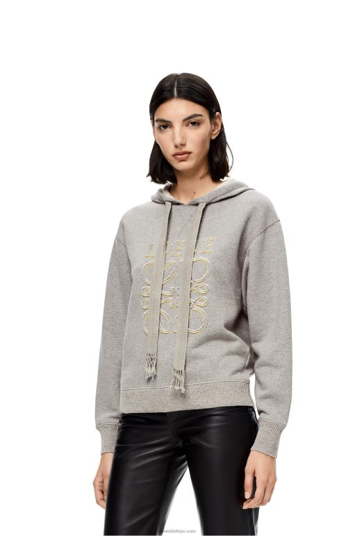 Loewe anagram pamuklu normal kesim kapşonlu 02600826 kadınlar Gri karışım