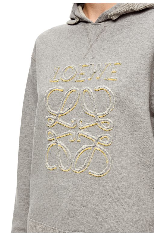 Loewe anagram pamuklu normal kesim kapşonlu 02600826 kadınlar Gri karışım