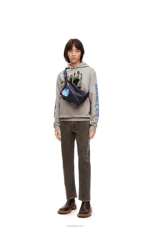 Loewe hareketli kale işlemeli pamuklu kapşonlu 02600840 kadınlar gri