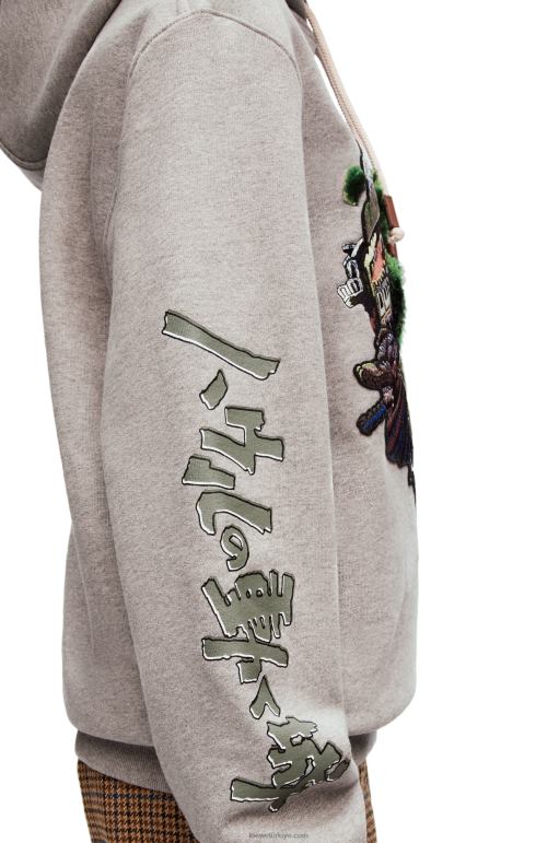 Loewe hareketli kale işlemeli pamuklu kapşonlu 02600840 kadınlar gri