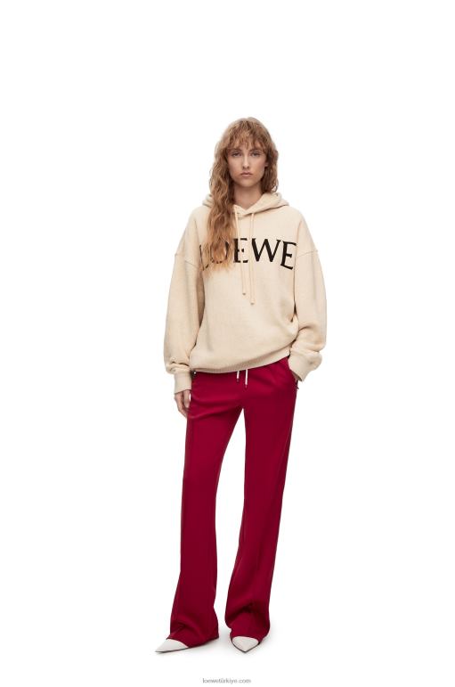Loewe pamuklu büyük beden kapşonlu 02600801 kadınlar fildişi