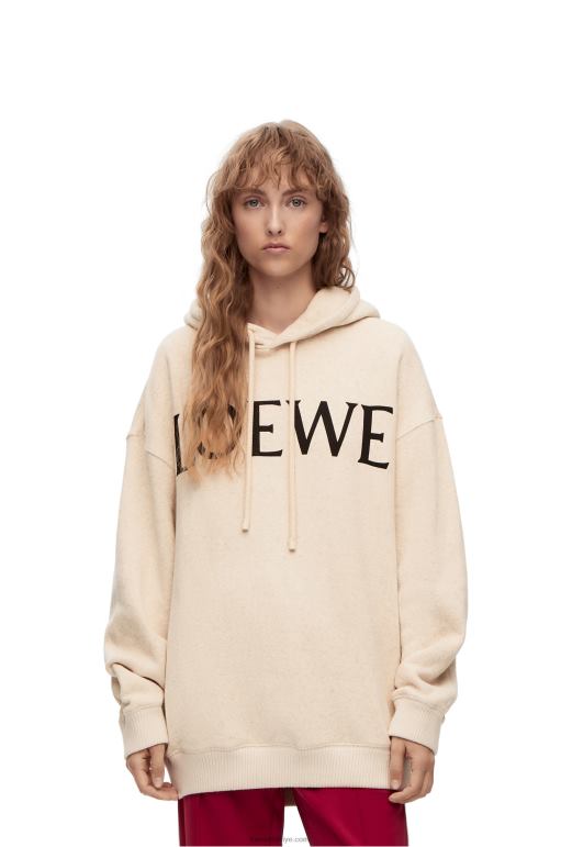 Loewe pamuklu büyük beden kapşonlu 02600801 kadınlar fildişi