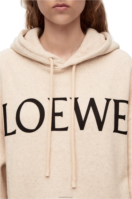 Loewe pamuklu büyük beden kapşonlu 02600801 kadınlar fildişi