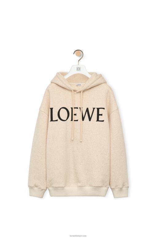 Loewe pamuklu büyük beden kapşonlu 02600801 kadınlar fildişi