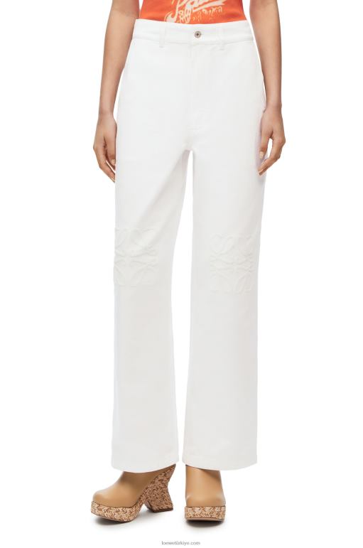 Loewe denim anagram şalvar kot pantolon 026001172 kadınlar beyaz