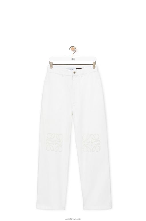 Loewe denim anagram şalvar kot pantolon 026001172 kadınlar beyaz
