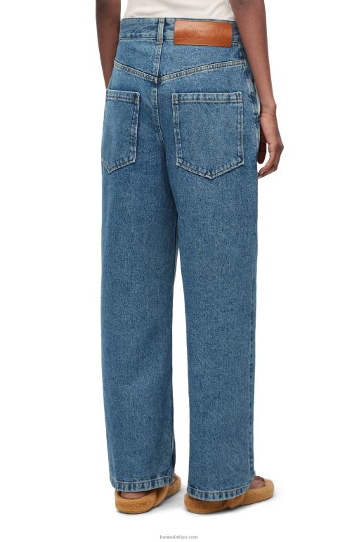 Loewe denim anagram şalvar kot pantolon 026001174 kadınlar kot mavi