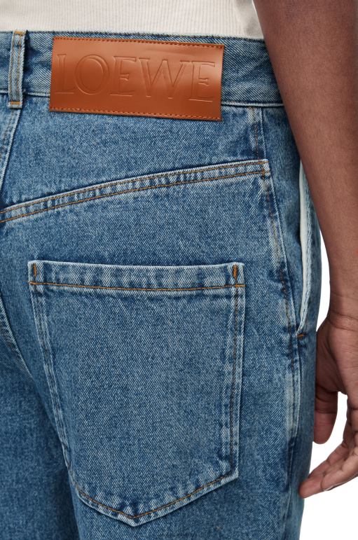 Loewe denim anagram şalvar kot pantolon 026001174 kadınlar kot mavi