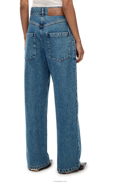 Loewe denim anagram şalvar kot pantolon 026001174 kadınlar kot mavi