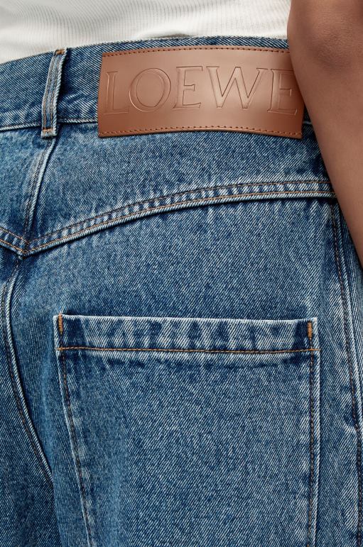 Loewe denim anagram şalvar kot pantolon 026001174 kadınlar kot mavi