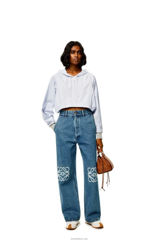 Loewe denim anagram şalvar kot pantolon 026001174 kadınlar kot mavi