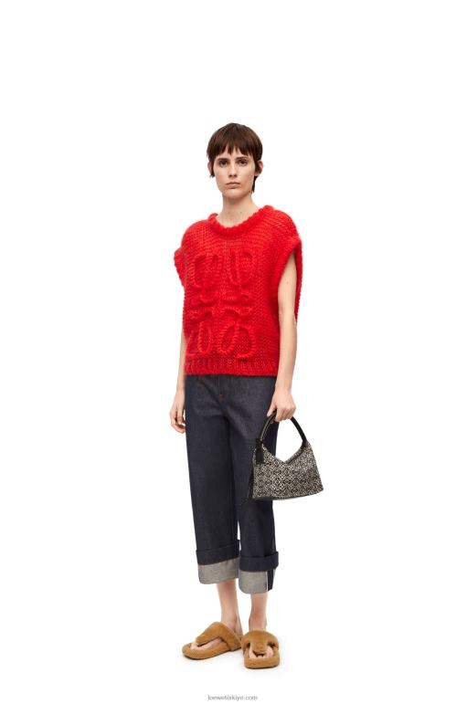 Loewe denim balıkçı kıvrık kot pantolon 026001191 kadınlar ham kot