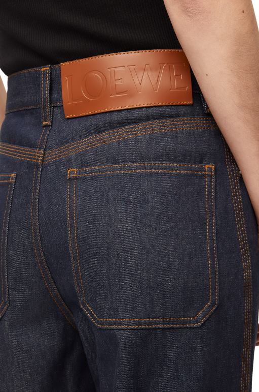 Loewe denim balıkçı kıvrık kot pantolon 026001191 kadınlar ham kot