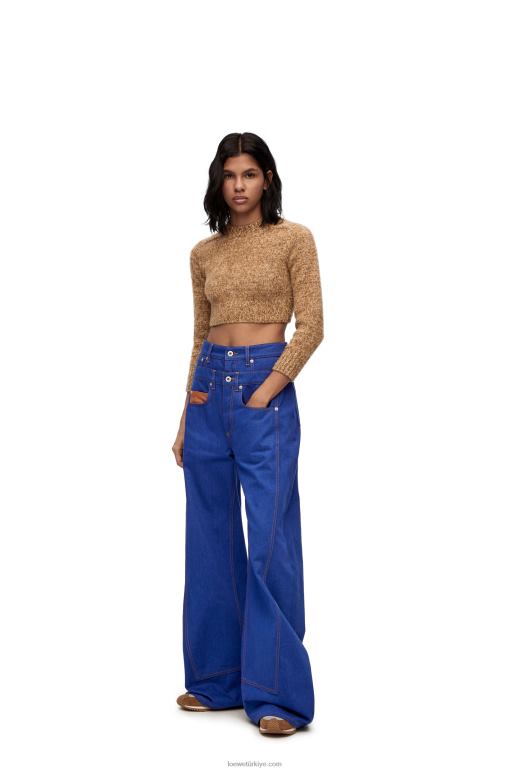 Loewe kot pantolon trompe l'oeil 026001181 kadınlar açık mavi