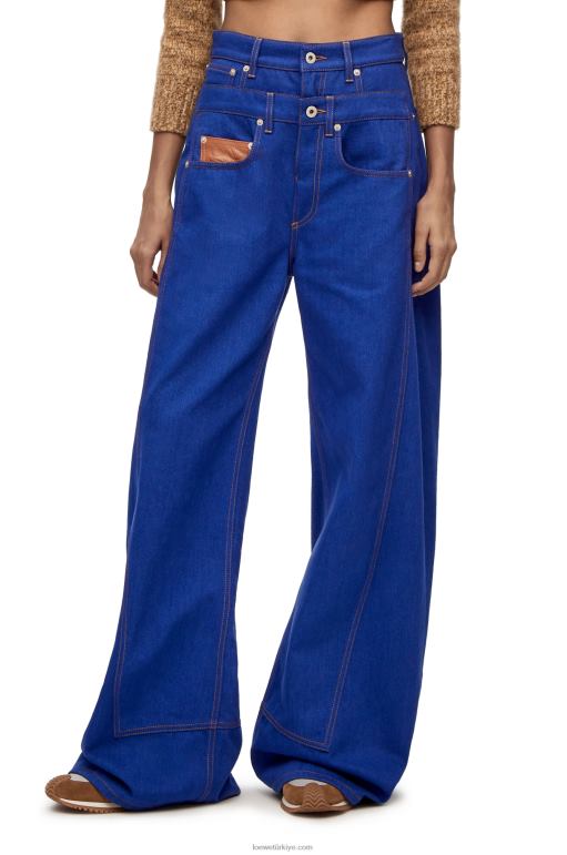 Loewe kot pantolon trompe l\'oeil 026001181 kadınlar açık mavi