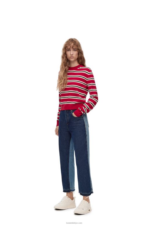 Loewe kotta kırpılmış kot pantolon 026001199 kadınlar kot mavisi/açık kot mavisi