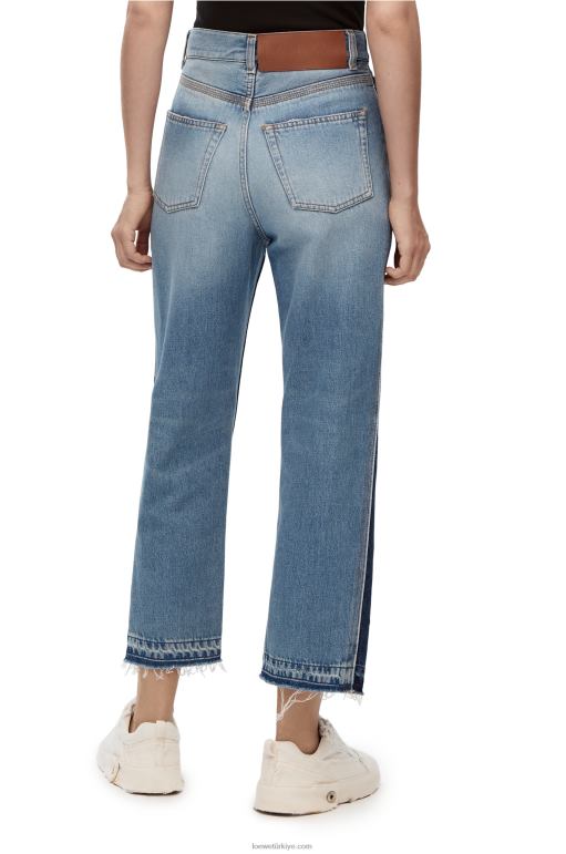 Loewe kotta kırpılmış kot pantolon 026001199 kadınlar kot mavisi/açık kot mavisi