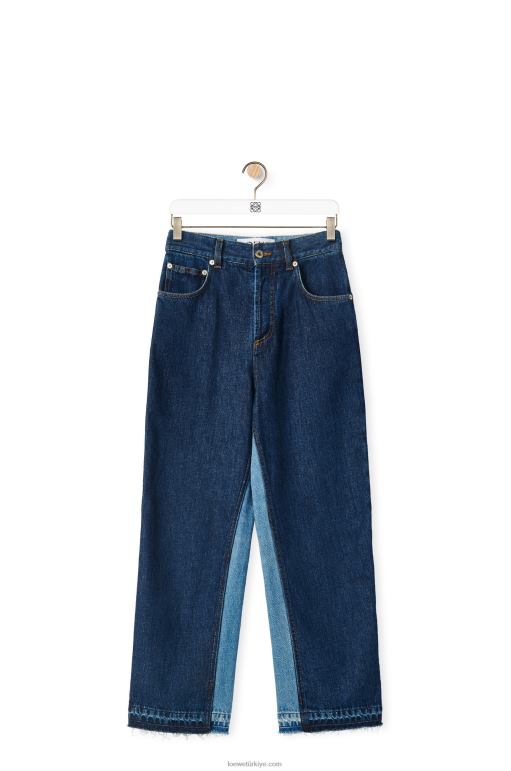 Loewe kotta kırpılmış kot pantolon 026001199 kadınlar kot mavisi/açık kot mavisi