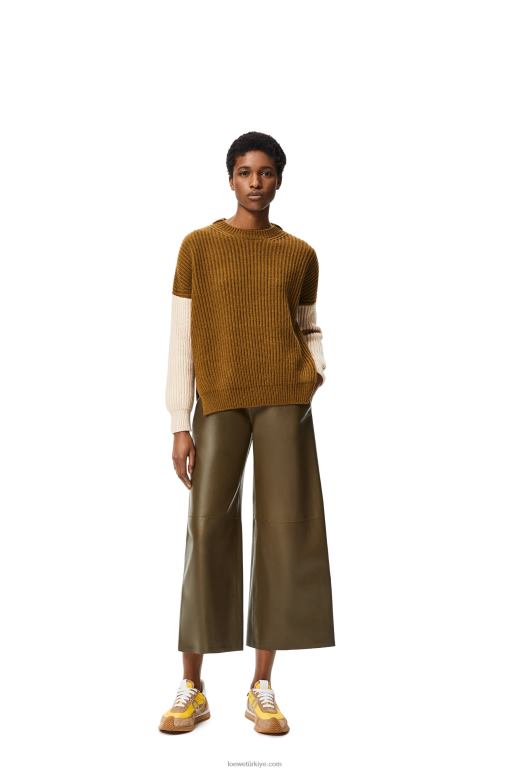 Loewe Nappa kuzu derisinden kısa pantolon 026001152 kadınlar haki yeşil
