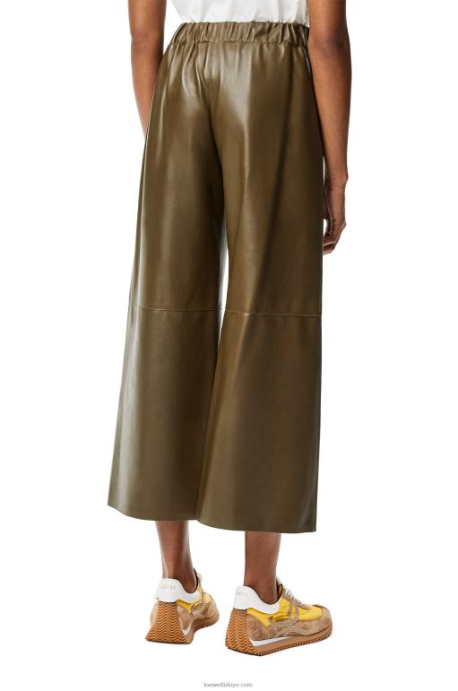 Loewe Nappa kuzu derisinden kısa pantolon 026001152 kadınlar haki yeşil