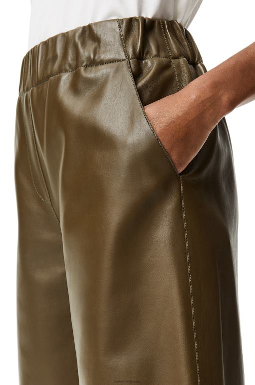 Loewe Nappa kuzu derisinden kısa pantolon 026001152 kadınlar haki yeşil