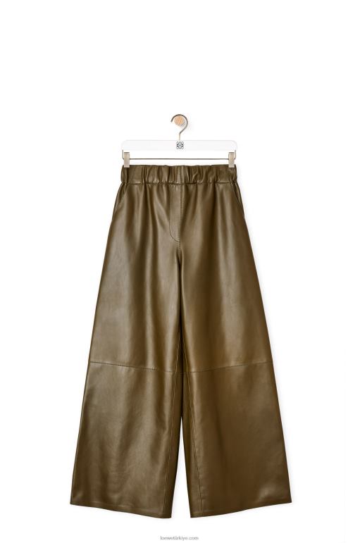 Loewe Nappa kuzu derisinden kısa pantolon 026001152 kadınlar haki yeşil