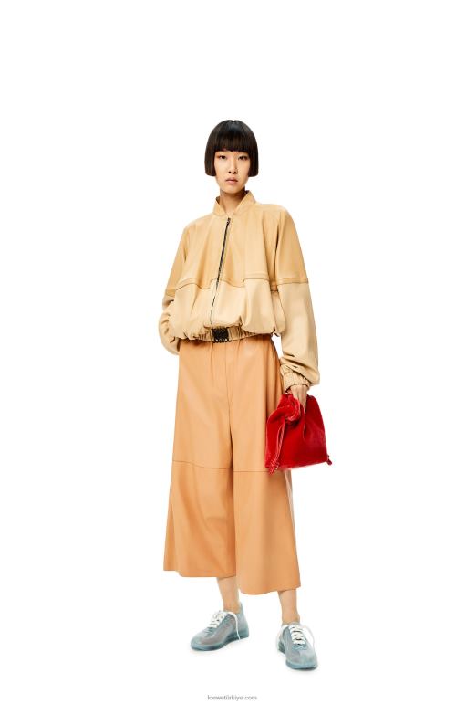 Loewe kırpılmış elastik pantolon 026001146 kadınlar tereyağı